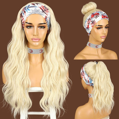 1blonde red headband wig, synthetic headband wig, loose body wave wig, glueless wig for Black women, 26 inch wig, cosplay wig red, beginner-friendly wigs, party wigs for women