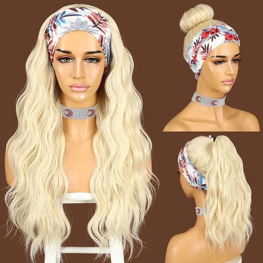 1blonde red headband wig, synthetic headband wig, loose body wave wig, glueless wig for Black women, 26 inch wig, cosplay wig red, beginner-friendly wigs, party wigs for women