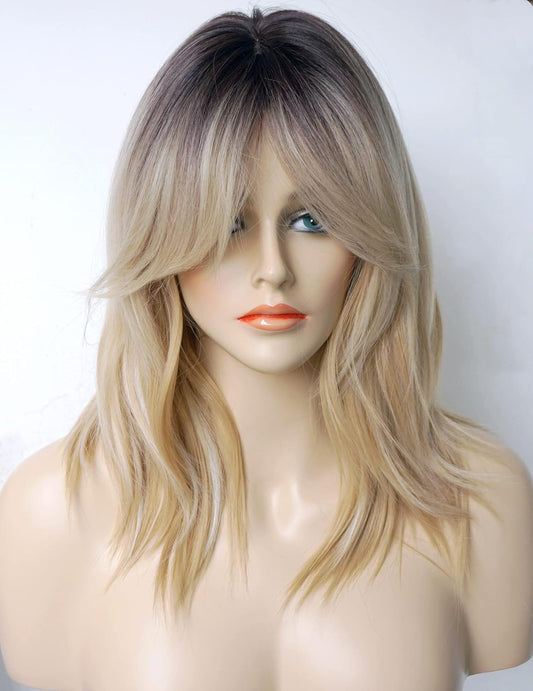 layered wig, shoulder-length wig, bangs wig, synthetic wig, heat-resistant wig, cosplay wig, daily wear wig, party wig, wedding wig, wig for women