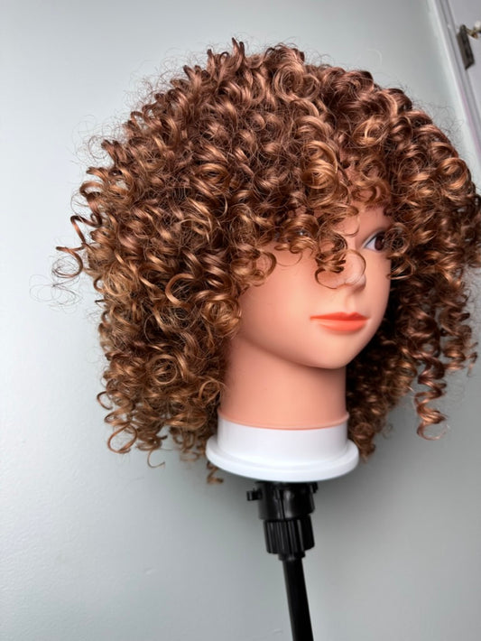 Light Brown Short Bob Curly Afro Wig for Black Women