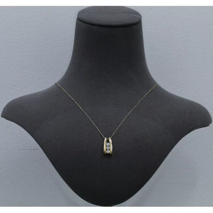 14K Yellow Gold 1Ct TDW Diamond Ladder 3-Stone Necklace