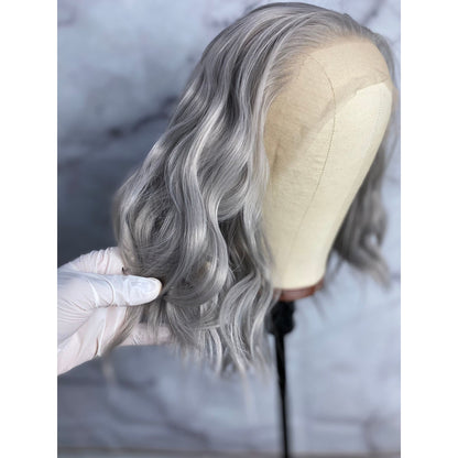 Silver ,Grey Wig,Short Gray Lace Front Wig