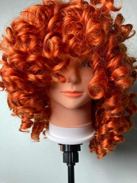 Orange Curly Wigs for Black Women Soft Afro Short Curly Wig with Bangs Heat Resistant Synthetic Fiber Hair Cosplay Wigs for African American Black Women (Orange Copper)