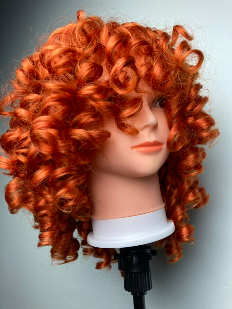 Orange Curly Wigs for Black Women Soft Afro Short Curly Wig with Bangs Heat Resistant Synthetic Fiber Hair Cosplay Wigs for African American Black Women (Orange Copper)