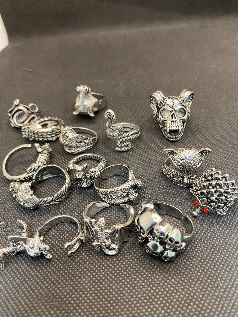 Gothic Open Rings Set
 Men Women Punk
Adjustable Snake Dragon Claw Animal Rings