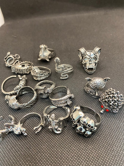 Gothic Open Rings Set
 Men Women Punk
Adjustable Snake Dragon Claw Animal Rings