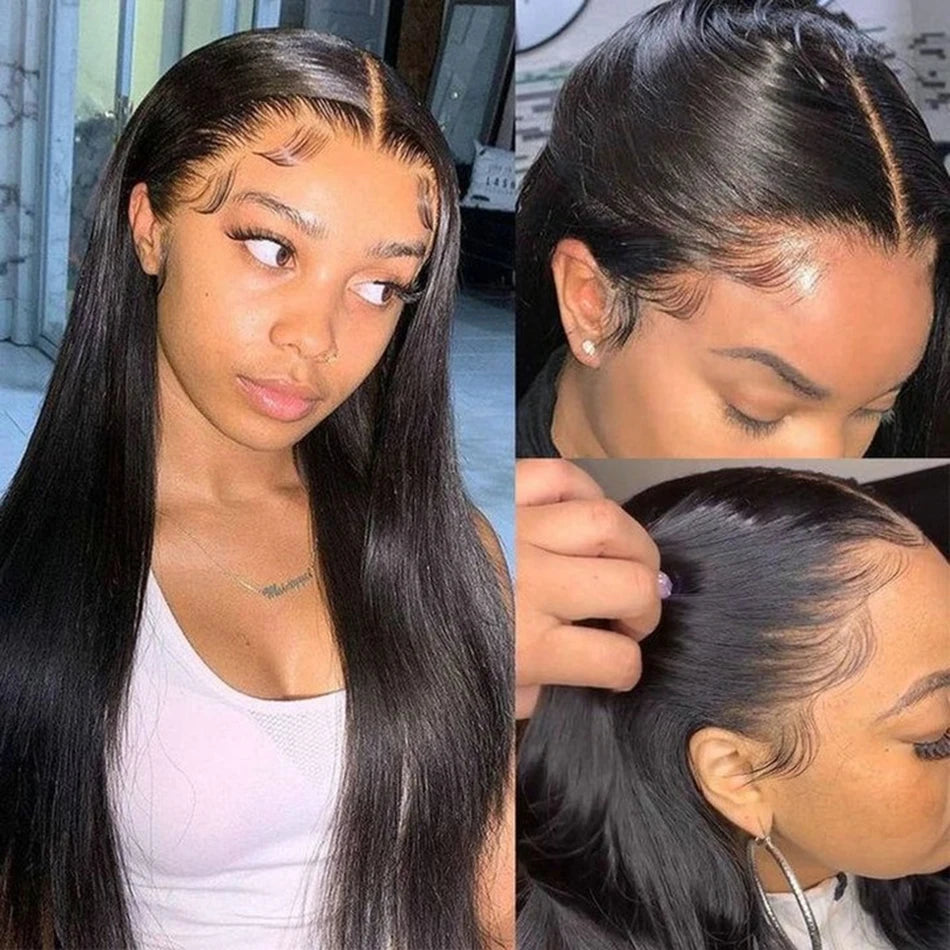 Straight 13x4 13x6 Transparent Lace Frontal Human Hair Wigs Pre Plucked HD Lace Wigs For Women