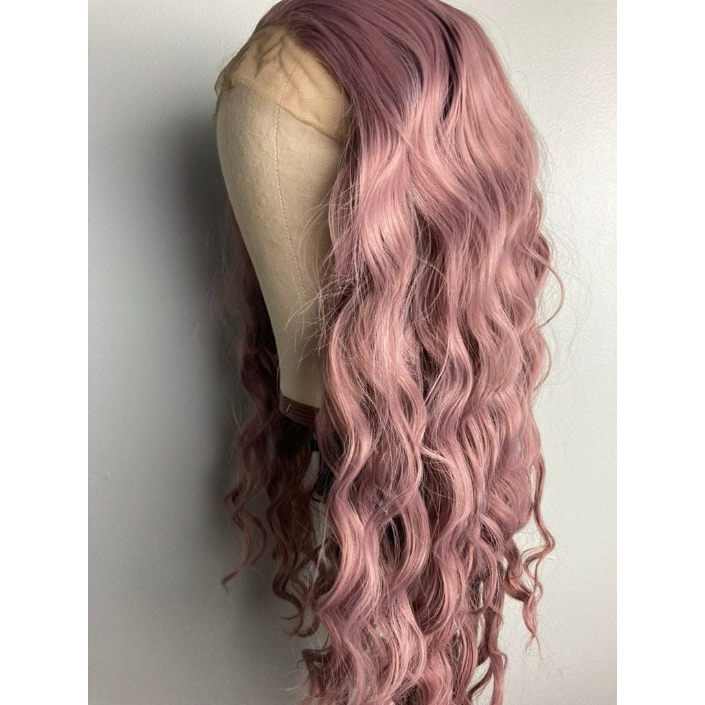 Pink Wig,Dark Pink Wig,Ash Pink Lace Wig,Pastel Pink Wig,Lace Front Pink Wig,Long Lace Front Wig For Women,Drag Performer Wigs,Cosplay Wig