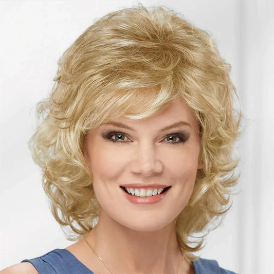 Short Curly Wig with Bangs – Synthetic