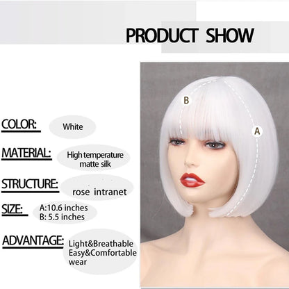 Short Bob Wig with Bangs – Synthetic
