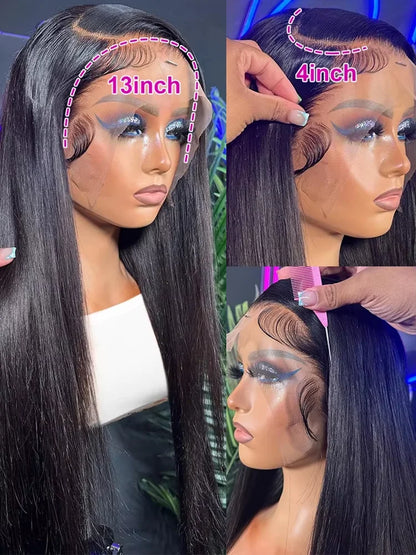 13x4 13x6 HD Transparent Bone Straight Lace Front Wigs 200 Density Brazilian Human Hair Wigs For Women