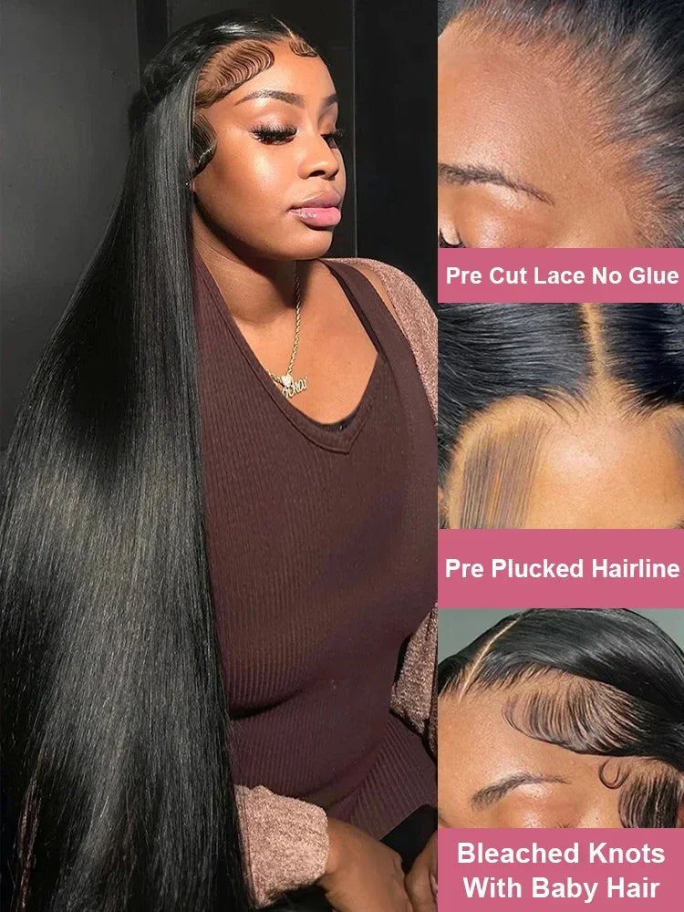 13x4 13x6 HD Transparent Bone Straight Lace Front Wigs 200 Density Brazilian Human Hair Wigs For Women