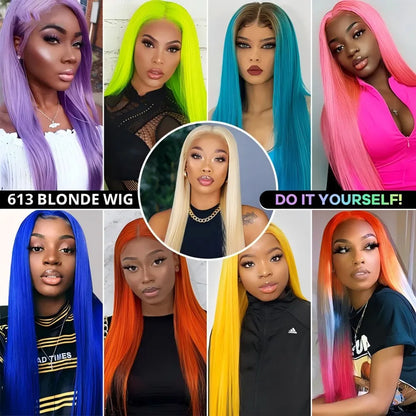 250 Density 613 Blonde Straight Lace Front Wig