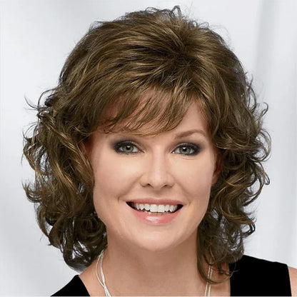 Short Curly Wig with Bangs – Synthetic