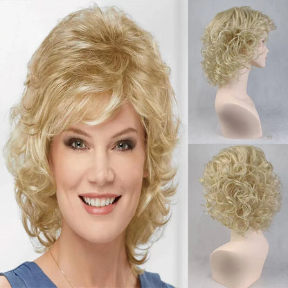 Short Curly Wig with Bangs – Synthetic