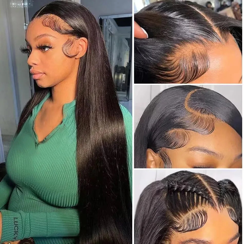 Straight 13x4 13x6 Transparent Lace Frontal Human Hair Wigs Pre Plucked HD Lace Wigs For Women