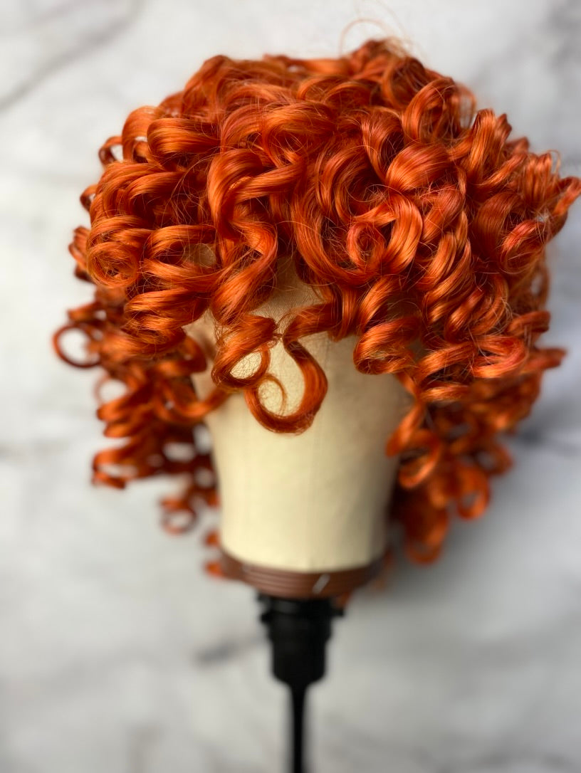 Orange Wig,Bright Copper Hair,Short Bob Wig,Curly Wigs for Women,Short Orange Wig,Wig With Bangs,Costume Wig,Ginger Hair Wig,Drag Queen Wig