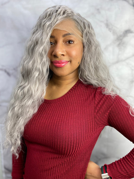 Grey Kinky Wig Silver Gray Wig Lace Front Wig