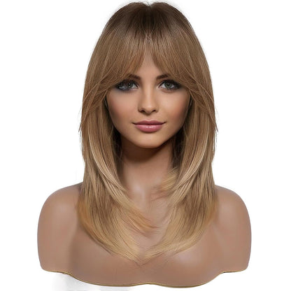 Layered Synthetic Hair Wigs with Bang