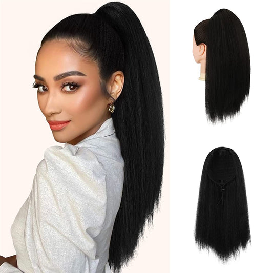Afro Kinky Straight Ponytail Remy Human Hair Extension