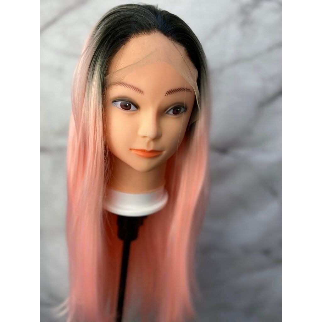 Straight Pink Wig,Pink Lace Wig,Lace Front Wig,Black Root Pink Wig,Pastel Pink Wig,Long Wavy Hair Wigs,Wigs For Women,Cosplay Wig,Drag Wig