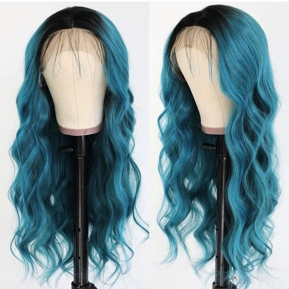 Ombre Blue Lace Front Wigs