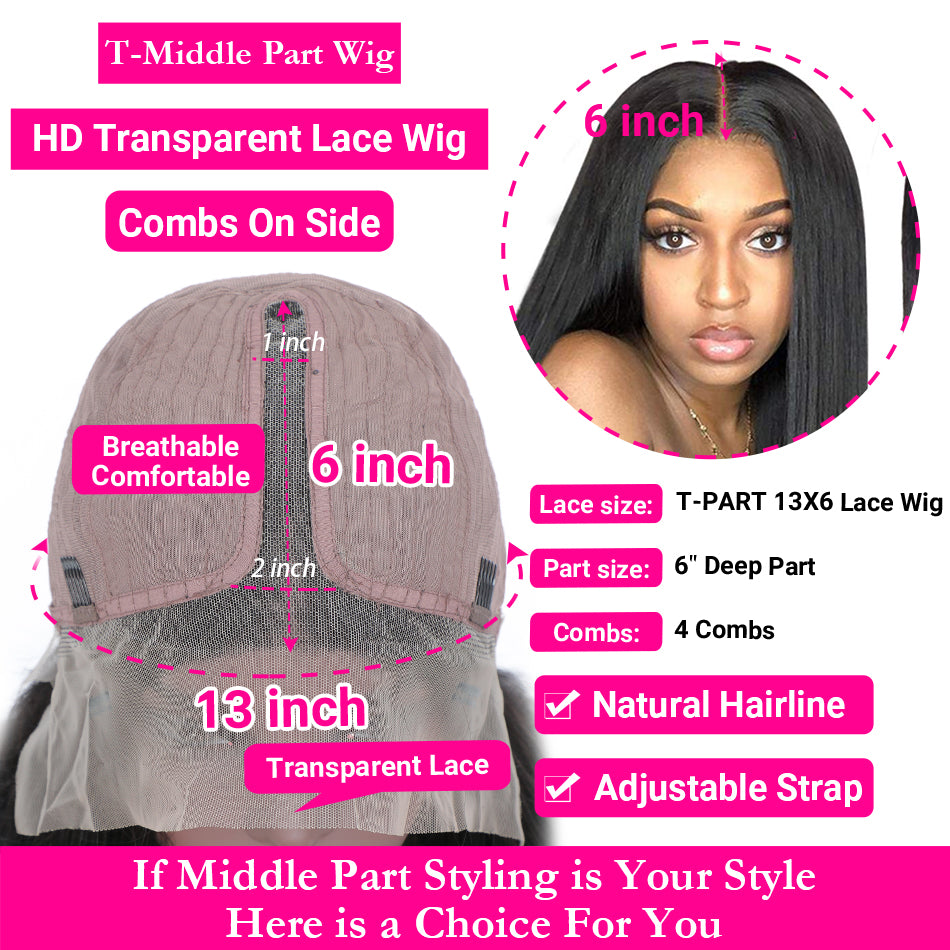 T part HD Transparent lace wig -black color hairstyle