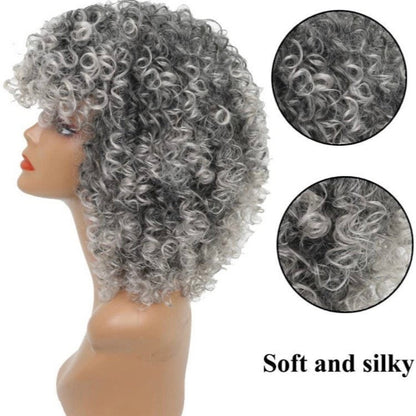 14inch AFRO Kinky Ombré Gray | GREY Full Wig