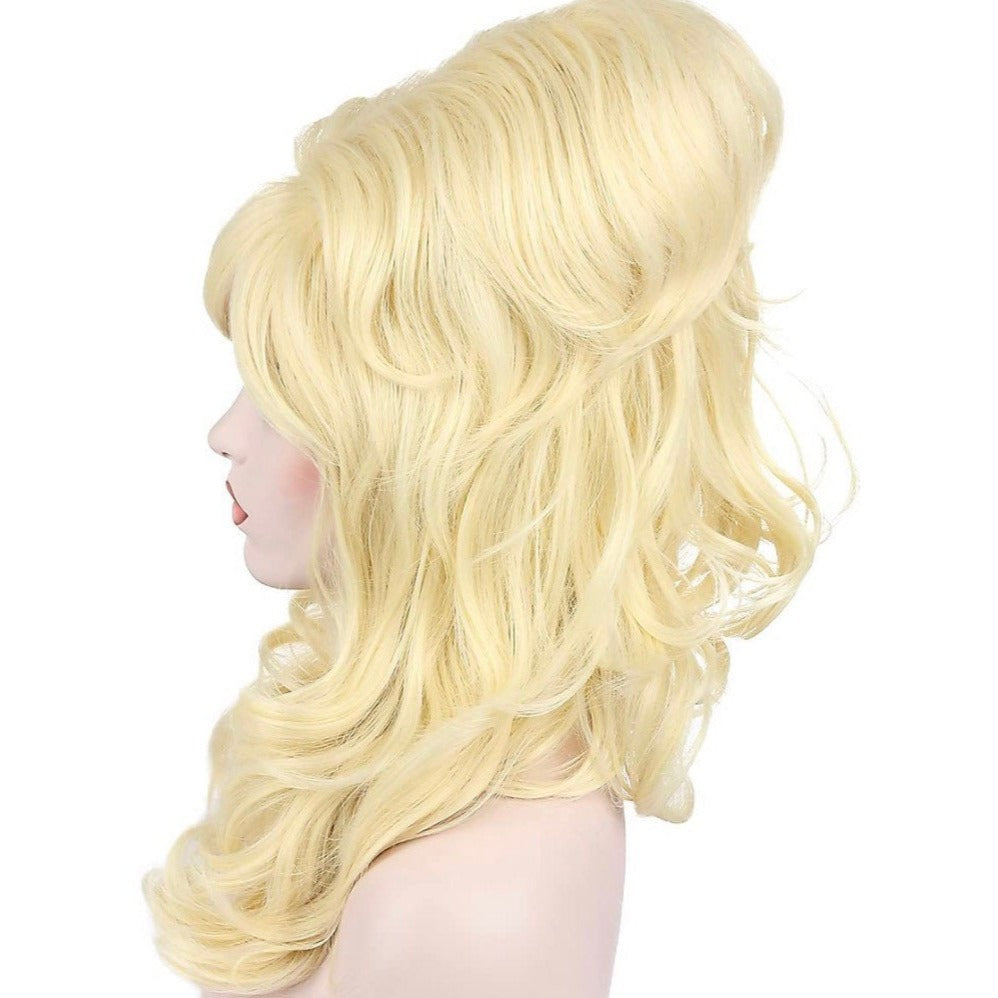 60’s Blonde Long Curly Wavy Beehive Wig DRAGQUEEN -WOMEN