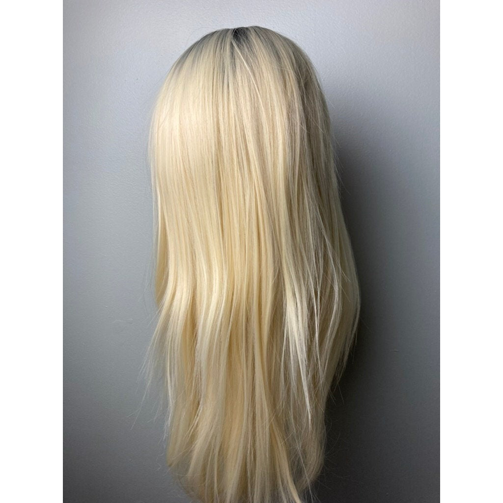 Trendy Blonde Hair With Black Roots -Lace Front Wig