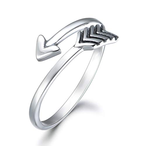 Punk Hip Hop Arrow Ring Finger Chain Adjustable 925 Sterling Silver Jewelry Gift Women's Gothic Ring Gift