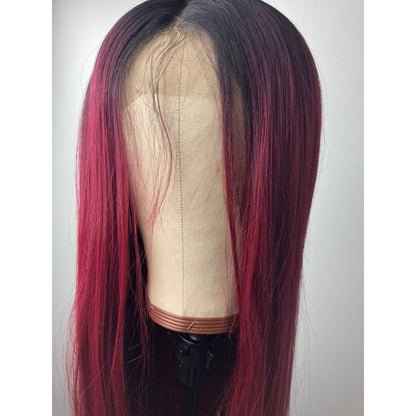 Straight Long Black-Red Lace Front Wig