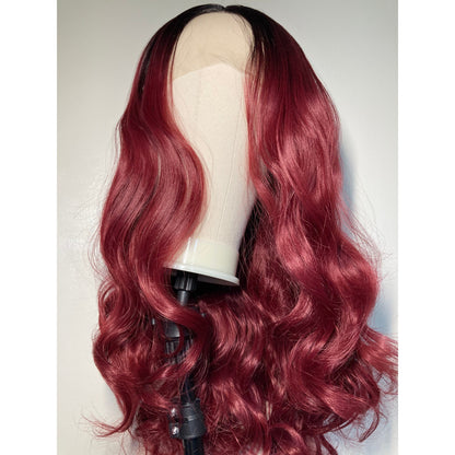 Long Curly Ombre Wine Red Lace Front Wigs|Trending Hair Styles
