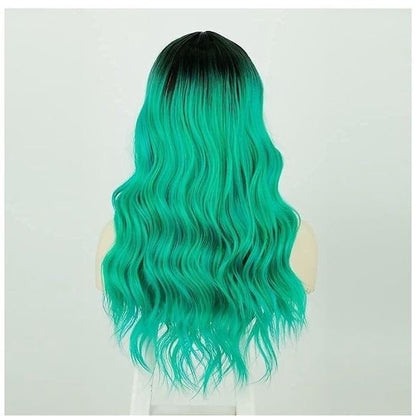 Green Middle Part Long Wavy Wig