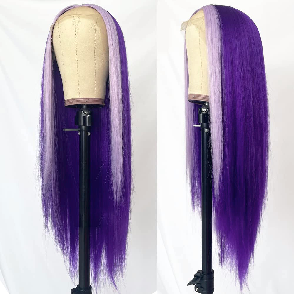 Purple Straight Highlight Lace Wigs