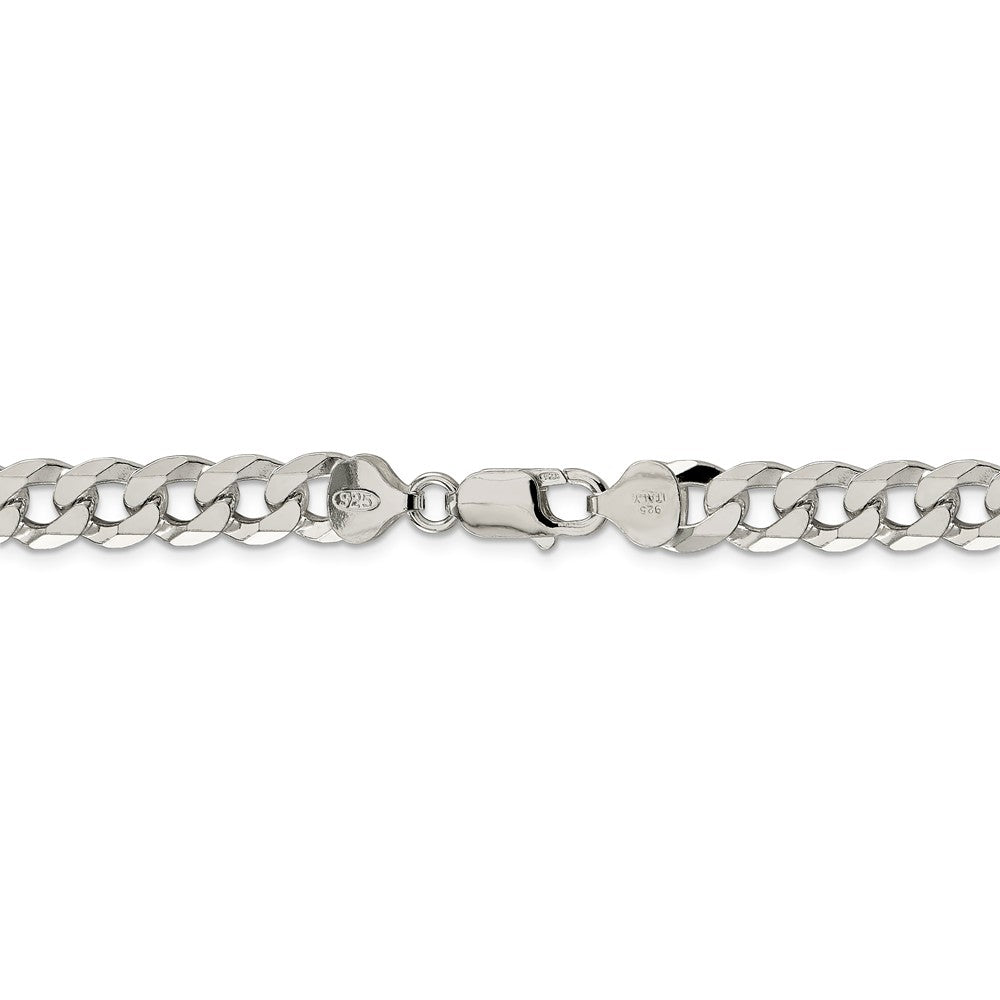 Solid 925 Sterling Silver 8.5mm Beveled Curb Cuban Chain Bracelet