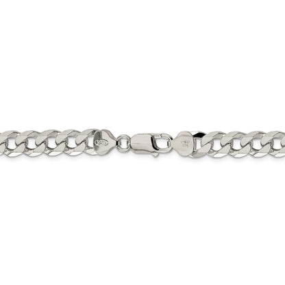 Solid 925 Sterling Silver 8.5mm Beveled Curb Cuban Chain Bracelet