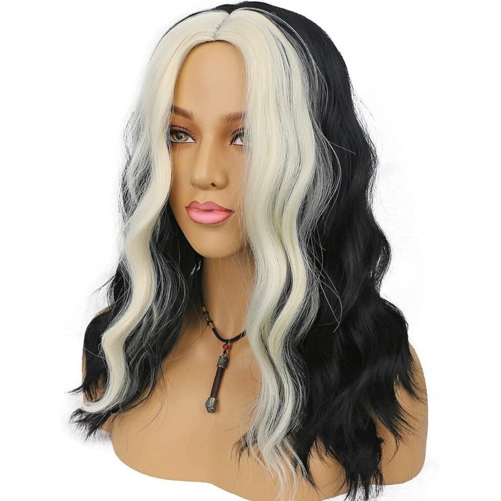 Short Bob Blonde -Black Middle Part Wavy Wig