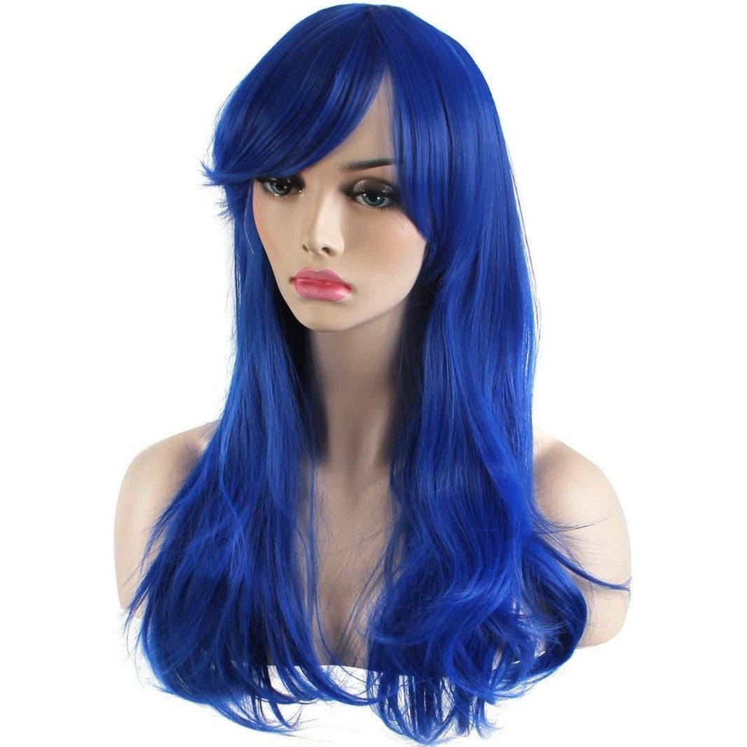 Blue Wavy Curly Full Wigs Women DragQueen Wigs