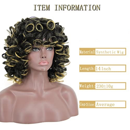 Black Mixed Blonde Kinky Bang Wig