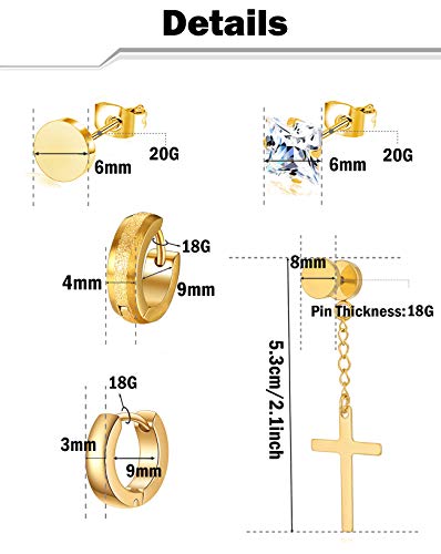 PUNK Stainless Steel Earrings Hoop 15-SET