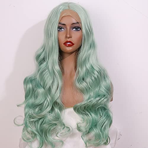 22inch Mint Green Loose Wave  Lace Front Wig|Free Part DragQueen|Women