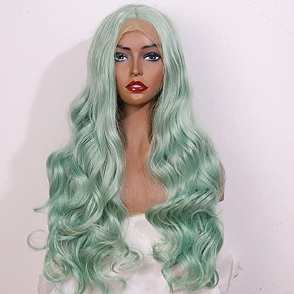 22inch Mint Green Loose Wave  Lace Front Wig|Free Part DragQueen|Women
