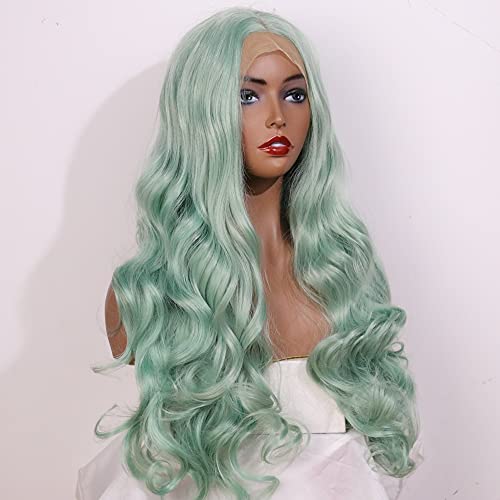 22inch Mint Green Loose Wave  Lace Front Wig|Free Part DragQueen|Women