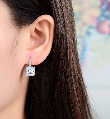 CZ Princess Cut 925 Silver Earrings for Women