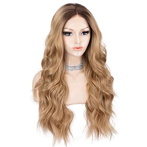 Long Wavy Ash Blonde Lace Front Wig