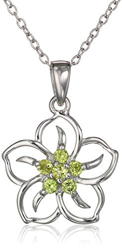 Sterling Silver Topaz Flower Pendant Necklace, 18" December birthstone