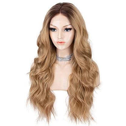 Long Wavy Ash Blonde Lace Front Wig