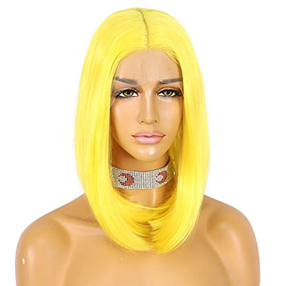 Yellow Bob HD Lace Front Wigs for Women
