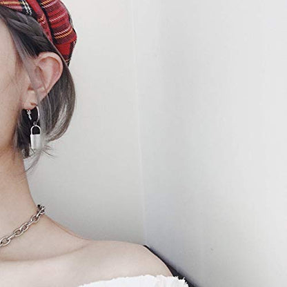 PUNK Padlock Dangle Hoop Earrings Key